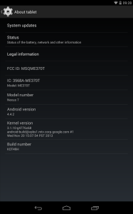 About Screen Screenshot showing latest Kit Kat 4.4.2 installed
