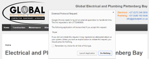 Tel Protocol Example on dekstop Web browser